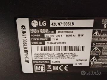 tv LG 43 pollici schermo rotto per ricambi