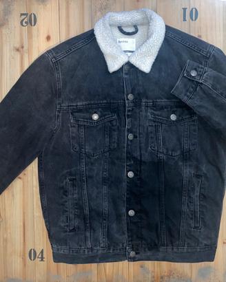 Giubbotto Jeans Bershka S (46) con collo in sherpa
