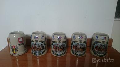 5 boccali rari da birra in ceramica Paulaner Bräu