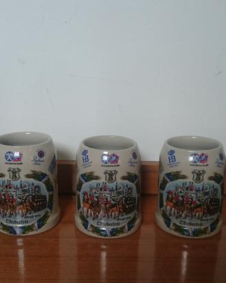 5 boccali rari da birra in ceramica Paulaner Bräu