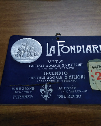 Antico calendario della Fondiaria Assicurazioni