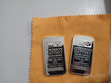 2 lingottini da 1 oncia , lingotto argento