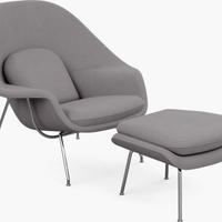 Poltrona Womb con Pouf – Cashmere Grigio