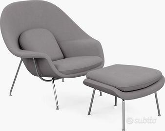 Poltrona Womb con Pouf – Cashmere Grigio