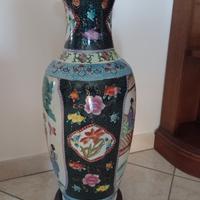 Vaso orientale decorato con base in legno – 60 cm