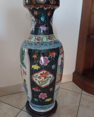 Vaso orientale decorato con base in legno – 60 cm