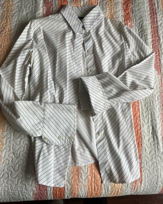 Camicia in cotone a righe bianca/nera