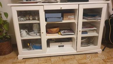 Madia in legno e vetro panna