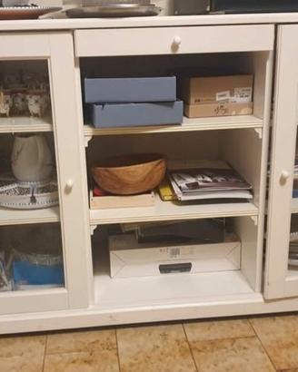 Madia in legno e vetro panna