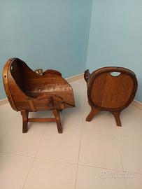 Coppia sedie a botte vintage in legno massello