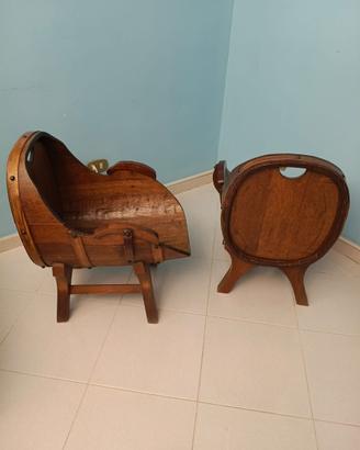 Coppia sedie a botte vintage in legno massello