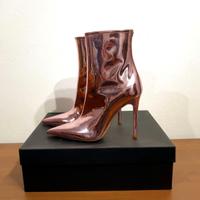 Stivaletti, tacco, pelle, rosa, Elisabetta Franchi