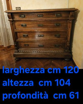 cassettone in legno primi del 900  con 4 cassetti