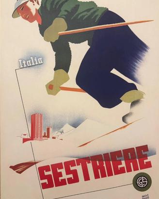 PUPPO MARIO SESTRIERES POSTER VINTAGE 70x100