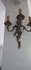 2 lampade in ottone  dorato 