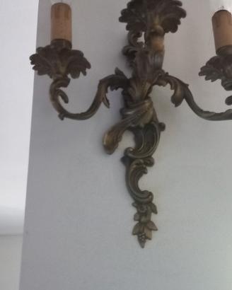 2 lampade in ottone  dorato 