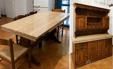 Sala da pranzo rustica in legno massello con piano