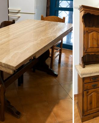 Sala da pranzo rustica in legno massello con piano