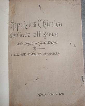 APPUNTI DI CHIMICA APPLICATA ALL' IGIENE