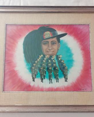 Quadro Dipinto Olio Bersaglieri Fanfara