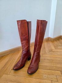 Stivali alti vera pelle Bata marroni cuoio tg 37