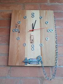 Pezzo unico orologio da parete artigianale legno 