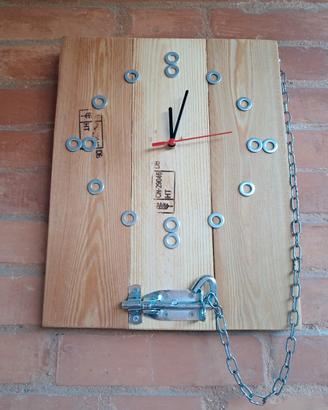 Pezzo unico orologio da parete artigianale legno 