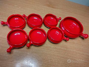 Ciotole  in ceramica rossa anni 70 vintage