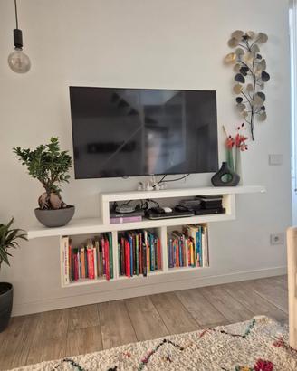  Mobile TV sospeso Lube bianco + 3 cubi modulari 