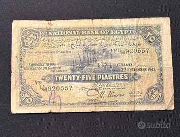 Banconota TWENTY-FIVE PIASTRES 1942 Egitto