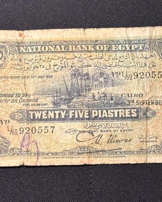 Banconota TWENTY-FIVE PIASTRES 1942 Egitto
