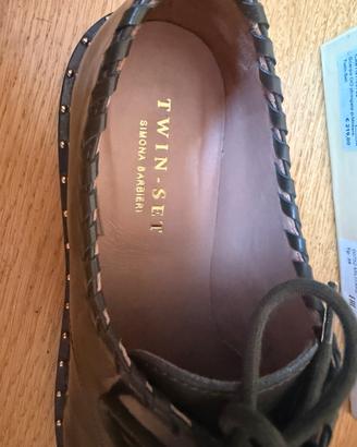 Scarpe stringate twinset nr 39 verde militare