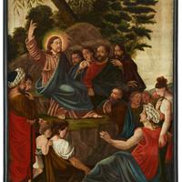 Pittura a olio su tela:Cristo con i suoi discepoli
