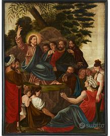 Pittura a olio su tela:Cristo con i suoi discepoli