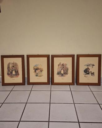 Set di 4 Quadri Vintage "Le Quattro Stagioni" 