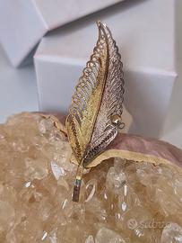 Spilla vintage foglia in argento 925