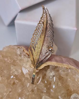 Spilla vintage foglia in argento 925