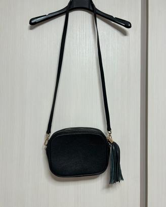 Borsa tracolla nera vera pelle made in Italy