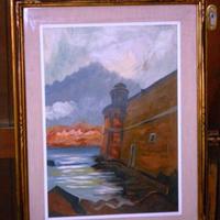 Quadro "Fortezza Vecchia Livorno" olio su tavola