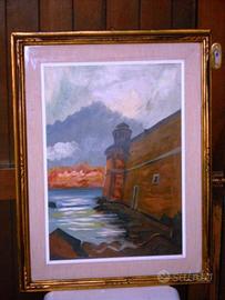 Quadro "Fortezza Vecchia Livorno" olio su tavola