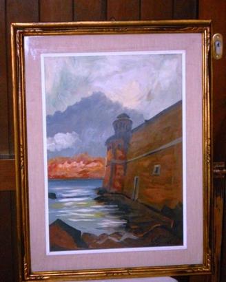 Quadro "Fortezza Vecchia Livorno" olio su tavola