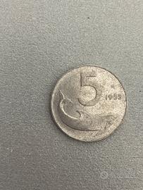 Moneta 5 lire 1955 R