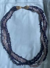 Collana con ametiste e quarzo rosa