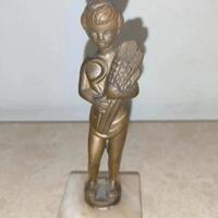 Statuetta Bambino in Ottone su Marmo - Putto 