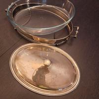 Pentola vetro pyrex con base e coperchio silver pl