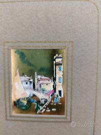 Cromolitografia Maria Angelillo Foglia Oro 23kt