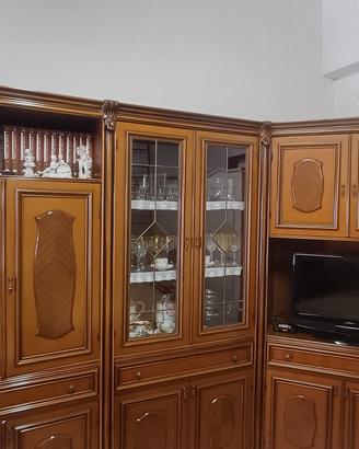 parete attrezzata angolare in legno massello