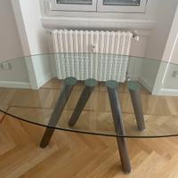 Tavolo ovale in vetro da 6