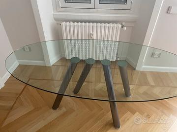 Tavolo ovale in vetro da 6