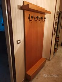 Appendiabiti vintage da parete  (legno e ottone)